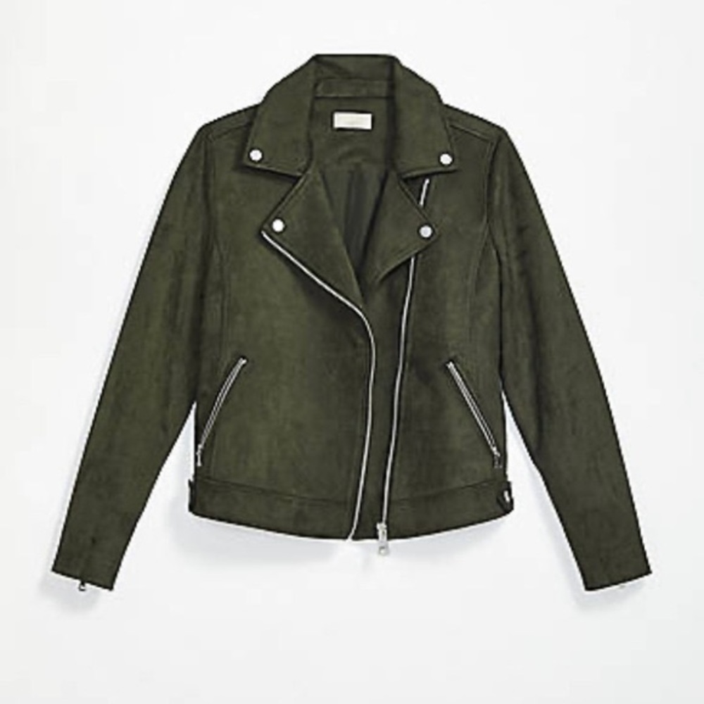 Loft faux suede jacket dark green Large